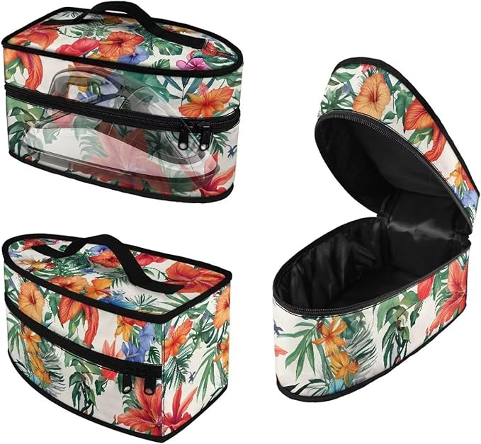 Tropical Flower Print Steam Iron Case Portable Travel Steamer Bag Zipper Closure Steam Iron Holder