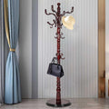 Coat Rack Freestanding, Wooden Coat Rack 14 Hooks, Pure Natural Solid Tree Coat Hanger Stable Disc Base, Adjustable Floor Hanger,for Bedroom Office Hallway Entryway(Mahogany)