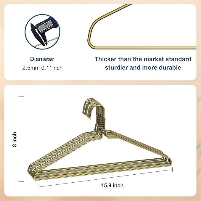 SPECILITE Wire Metal Clothes Hangers Bulk 300 Pack for Standard Size Suits, Coats, Shirts, Pants, Skirts, Space Saving, Non Slip,16 Inch 12 Gauge Ultra Thin, Bronze