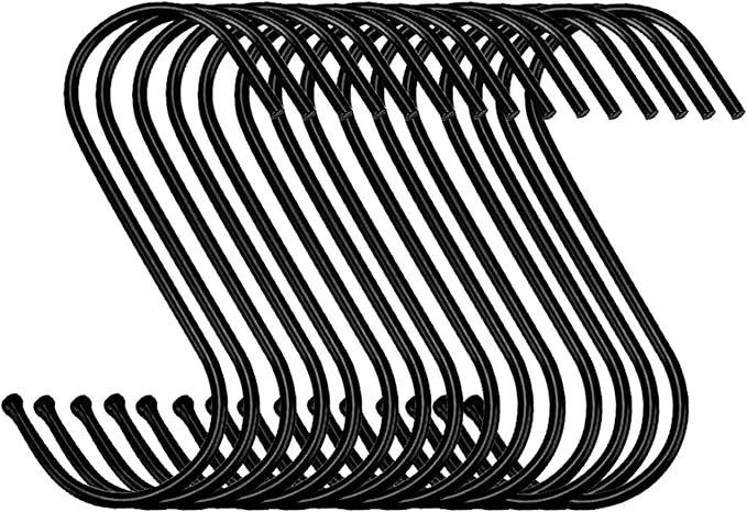30 Pack Black S Hooks Steel Hanging Hooks Heavy Duty S Hanger Hook Metal Kitchen Pot Rack Hooks Closet Hooks for Hanging Pan, Cups, Jeans, Plant