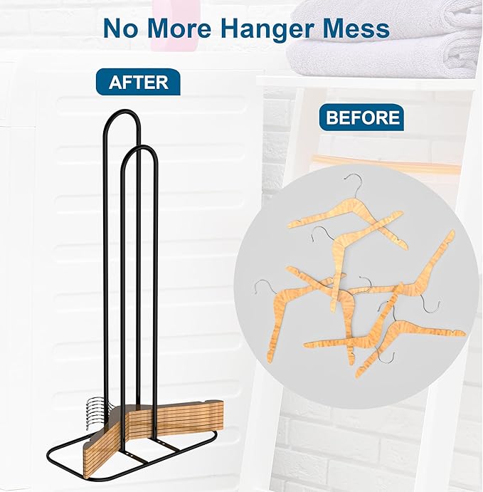 EASTTOWEST Hanger Stacker Organizer, 33 inch Height Stand, Clothes Hanger Storage Rack, Laundry Room, Black