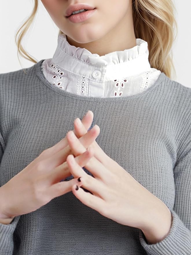 Jacquard Pure Cotton Fake Collar Comfortable and Breathable Hollow Out Dickey Collar Collar for Women & Girls