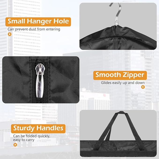 MISSLO 65" Long Garment Bags for Travel Dress Bags for Hanging Clothes Wedding Dress Cover Waterproof Clothes Protector for Closet Storage 2 Packs for Gowns, Tuxedos, Coats, Black
