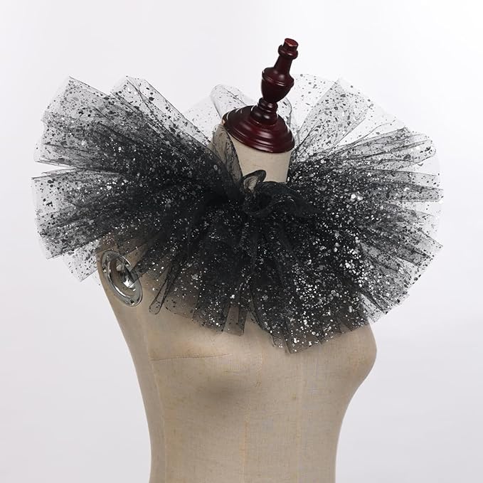 BLESSUME Victorian Retro Mesh Neck Ruff Ruffle Collar Layered Clown Neck Collar