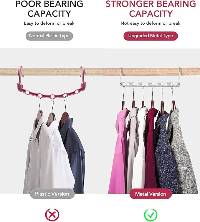Space Saving Hangers, Shirt Hanger, Metal Hangers for Clothes, Space Saver for Hanging Clothes, Sturdy Metal Wardrobe Organizer, Pack of 10