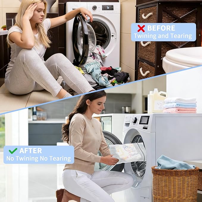 Laundry Bags Mesh Wash Bags with Strong Zipper, Upgraded Honeycomb and Fine Mesh Design Delicate Laundry Bag for College,Dorm,Storage(12X16IN, 6PCS)
