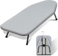 SheeChung Small Ironing Board 12"X32",Mini Ironing Board with Removable Cover and Pad,Portable Folding Non-Slip Feet Tabletop Board for School Apartment Laundry Rooms,Compact Space-Saving,Silver Grey