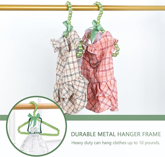 NACOCO 5pcs Hanger Dog Clothes Outfis Rack Hanger Fake Pearl Pet Costume(Green)
