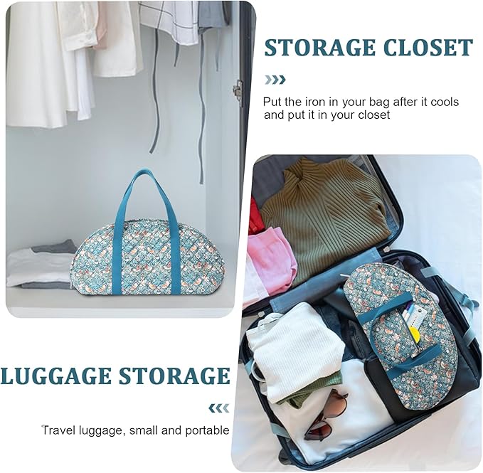 KOKNIT Full Size Iron Storage Bag, Stylish Portable Steam Iron Bag, Christmas Gift Tote For Ironing accessories & Travel (blue bird)