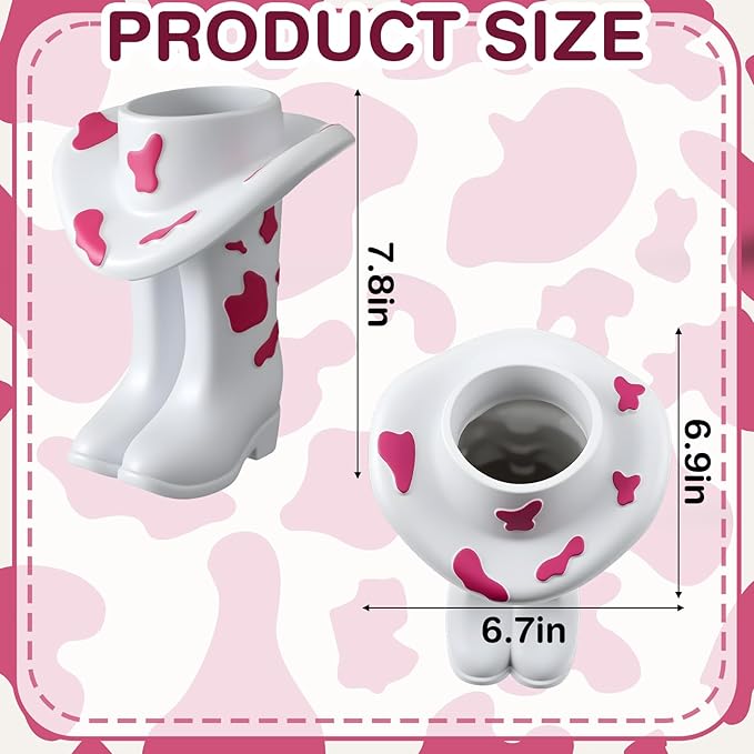 Pink Cowgirl Boot Vase Centerpiece Boot Shape Boxes Decorations West Cowgirl Home Decor Western Country Accent Vase Hat Planter for Modern Aesthetic Room Wedding Decor