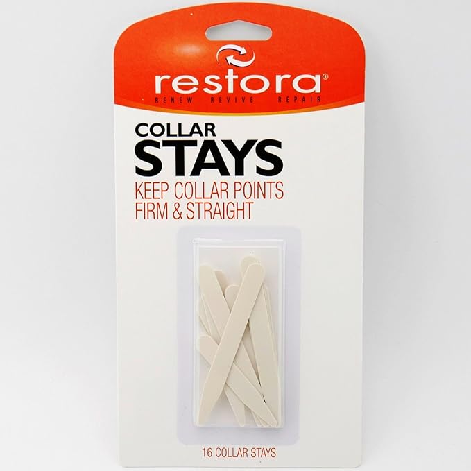 Restora White Plastic Collar Stays - 16 Assorted Coll0r Stays