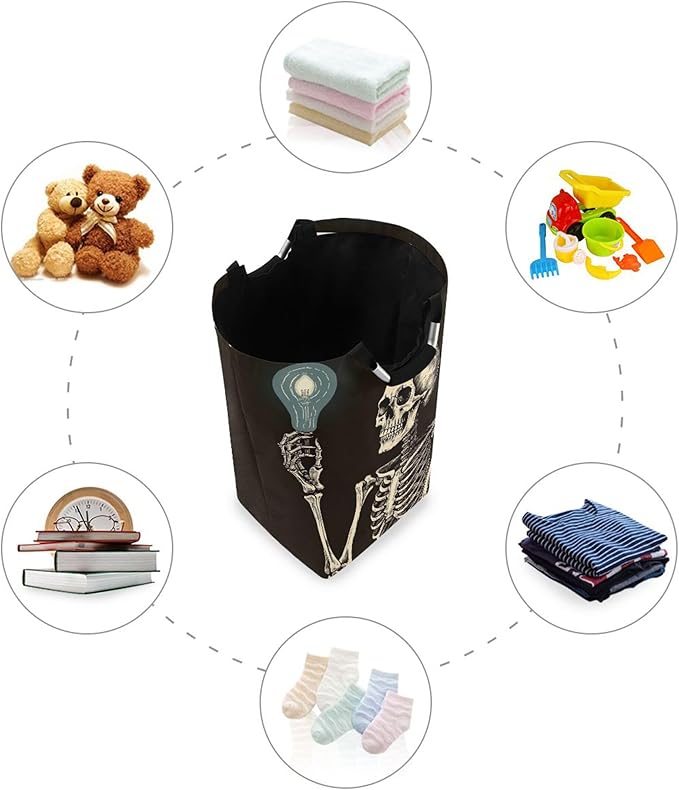 xigua Skeleton Large Laundry Hamper with Handle, Foldable Clothes Hamper Collapsible Storage Basket for Toys and Clothes Organization in Bedroom, Bathroom, and Laundry Room