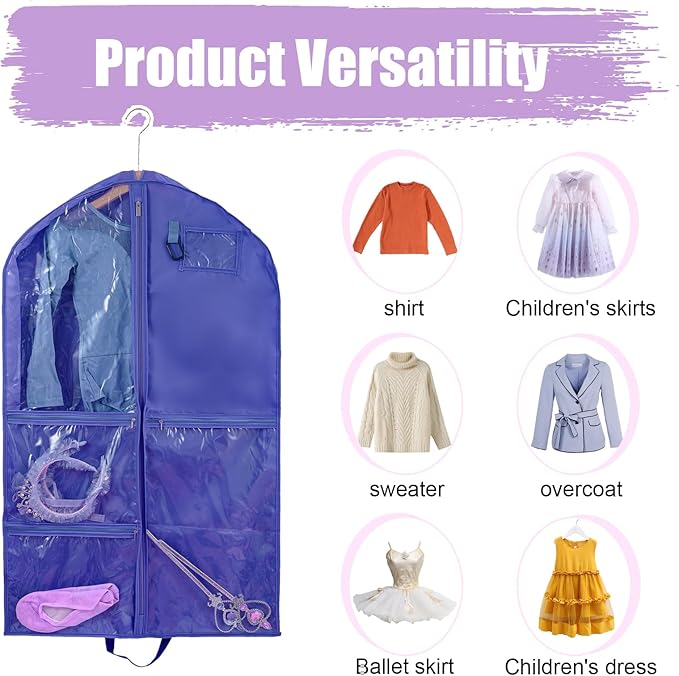 Dance Costume Garment Bags for Dancers,Garment Bag 40 Inch for Dance Competitions,Garment Bags For Travel Hanging Clothes,Waterproof Hanging Clohtes Storage Garment Bag.