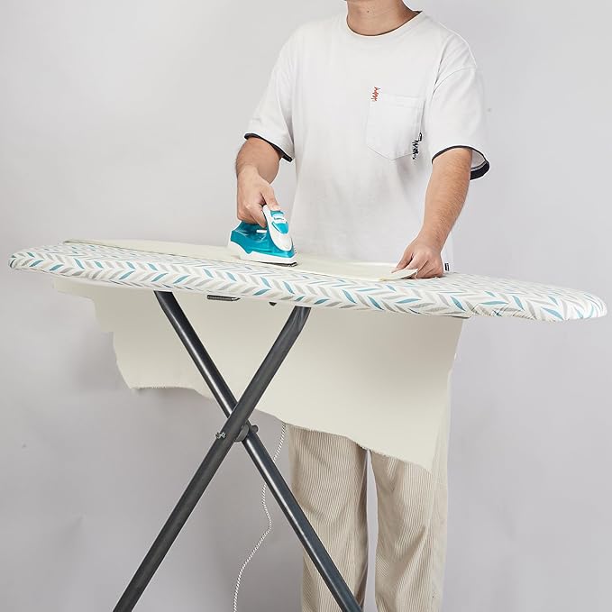 BNDX Ironing Board Cover and Pad for Gift - Silicone Coating, Scorch Resistant Padding,Extra Thick Heavy Duty Padded 4 Layers, 2" Elastic Edge,2 Click Buckles for Smooth Iron, Summer Willow 15x54