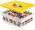 Plastic Organizer Bin, Double Layer Storage Box with Lid Cover, 30 Compartment Portable Craft Container for Home, Office