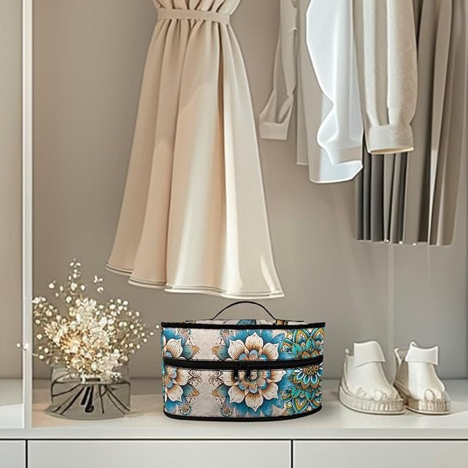 Boho Mandala Flower Butterfly Iron Tote Bag Stain Resistant Off White Travel Iron Storage Box Washable Protective Carrying Bag with Handle Compatible with Most Irons