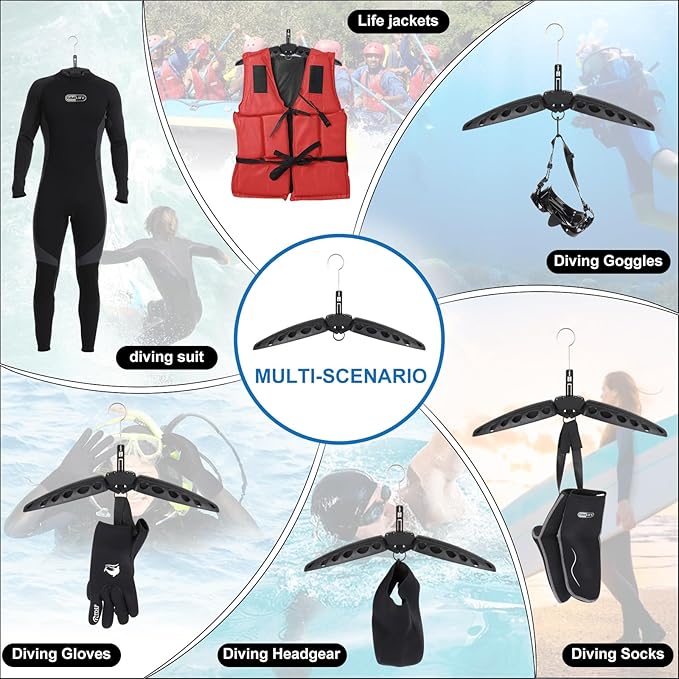 Wetsuit Hanger, Gimilife Surfing & Scuba Diving Accessory, Perfect to Dry Wetsuit Drysuit Life Jacket or BCD, Quick Dry Foldable & Vented Dryer for Wetsuite Dry Suit（1 PCS ）