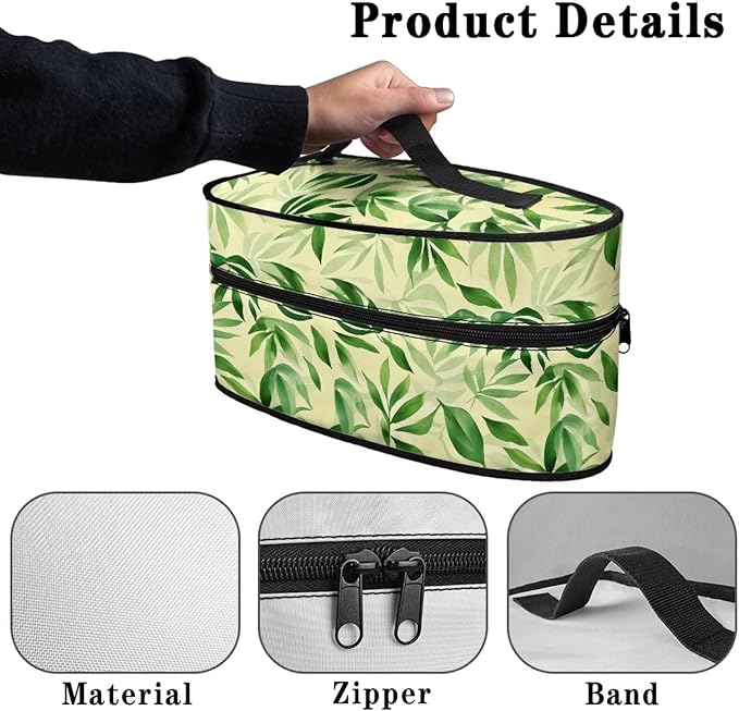 Leaf Print Steam Iron Case Travel Iron Organizer Handheld Steamer Holder with Handle Waterproof Travel Accessories, Case Only