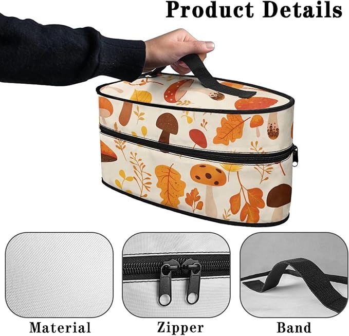 Cute Mushroom Iron Tote Bag Stain Resistant Travel Iron Storage Box Washable Protective Carrying Bag with Handle Compatible with Most Irons