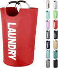 Large Laundry Basket Collapsible，Freestanding Clothes Hamper Bag with Handles – Tall Folding Dirty Laundry Bin，Sturdy Laundry Sorter for College Dorm，Laundry Room – 130L (Red)