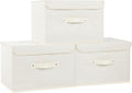 Fabric Storage Bins Cube Organizers with Flip-Top Lid and Handles,Storage Boxes for Organizing Home,Office,and Closet,Beige,3 Pack 15 x 9.8 x 9.8 in