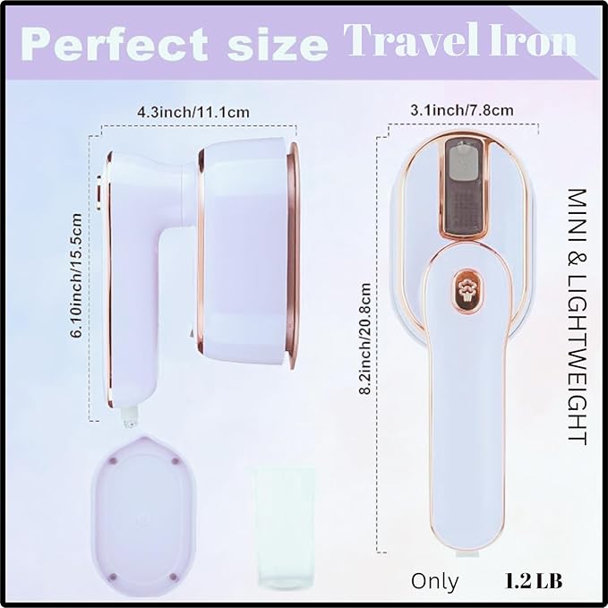 TRSOO7P Travel Steamer Iron, 1000W, White LCD, 1.2 pounds, Casual Style