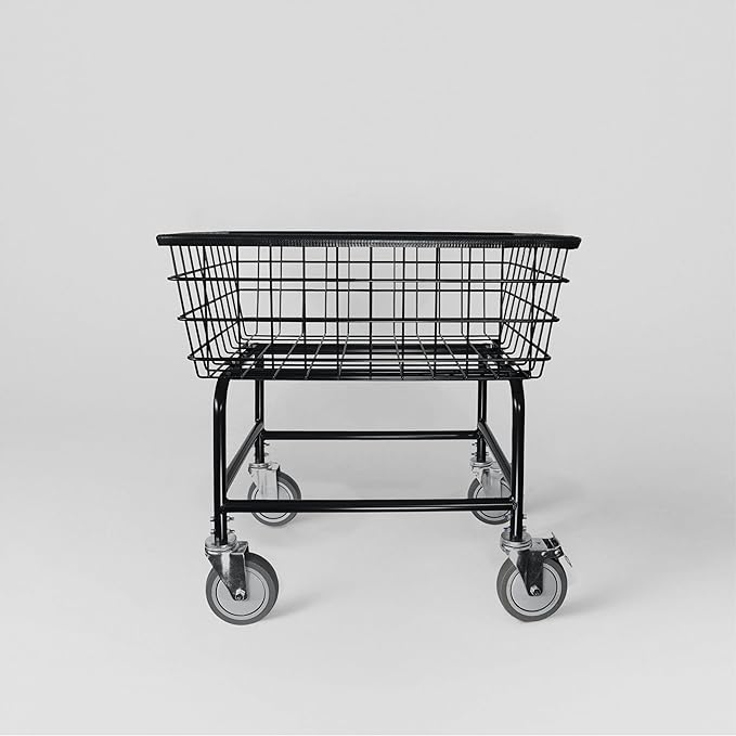 LVP Work Horse Commercial Laundry Cart with Removable Handle (Black, Regular)