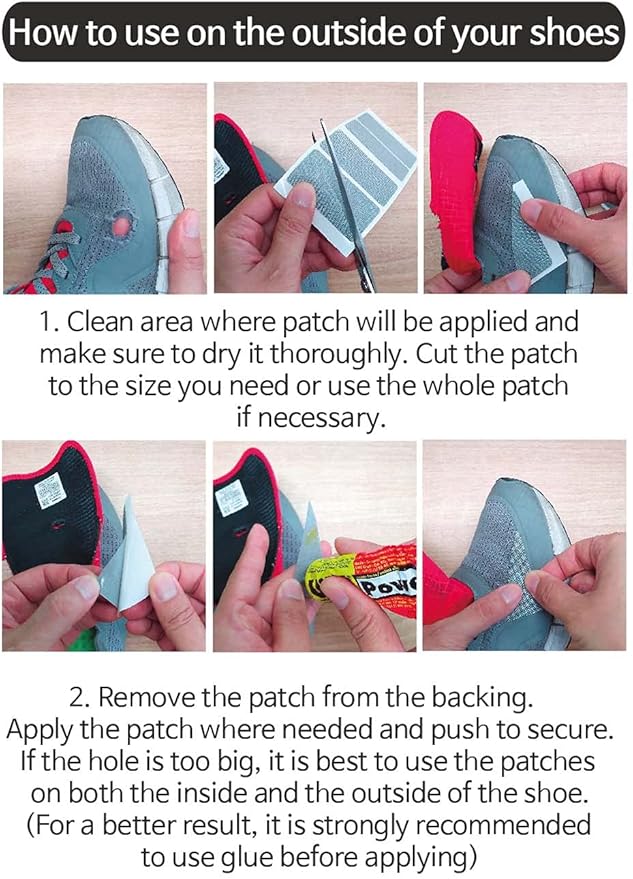 Square Shape Shoe Hole Prevention Repair Patches/Inserts for 8 Holes (White)
