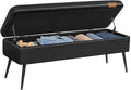 VASAGLE EKHO Collection - Storage Ottoman Bench, Entryway Bedroom Bench, 15 Gallons, Synthetic Leather with Stitching, Mid-Century Modern, Safety Hinges, Loads 660 lb, Ink Black ULOM074B01