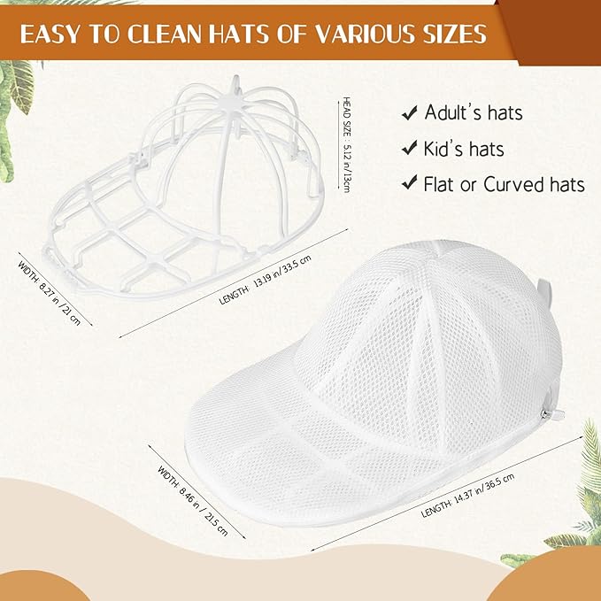 Hat Washer for Washing Machine & Dishwasher – 2-Pack Cap Washer Cage for Baseball Hats, Protects Shape During Cleaning, Works with Flat or Curved Brim Caps