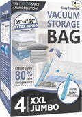 Cozy Essential 4 Pack XXL Jumbo Vacuum Storage Bags, Extra Sealed Bags for Comforters, Bedding, Blanket Storage, Space Saver Large Huge Stuffed Toy (47.2x35in), Transparent