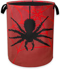 Laundry Hamper,Halloween Black Spider Laundry Basket,Red Spider Web Portable Collapsible Laundry Room Organization Storage for Dorm Room,Nursery,Bathroom,Bedroom,16x20 Inch