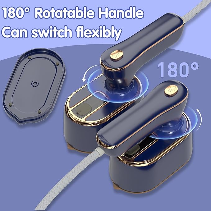 Travel Steamer Iron for Clothes - Portable Ironing Machine Small Size Portable Steamer Travel College Dorm Home Essentials (Blue)