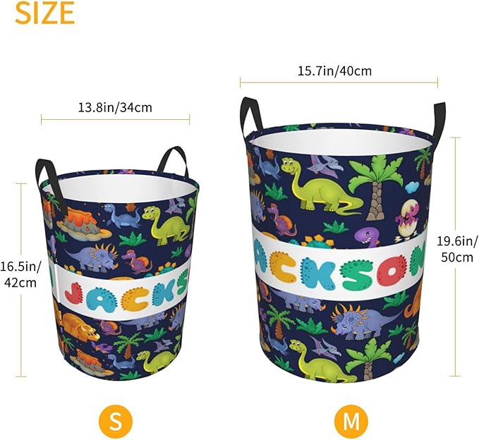 Personalized Dinosaur Laundry Basket For Baby Kids Boys Girls Adult Custom Hamper Basket With Name For Bathroom Bedrooms Collapsible Baby Laundry Basket, Dirty Clothes Hamper With Handles
