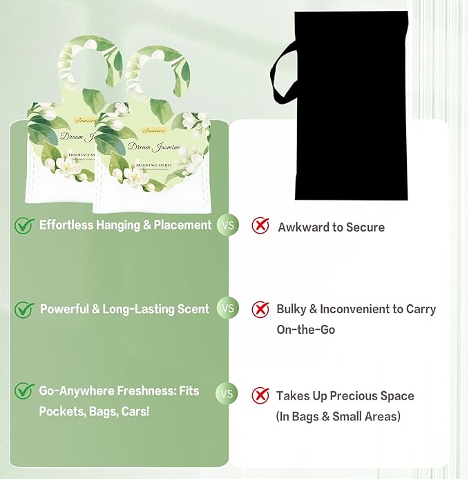 15 Packs Scented Sachets Bag for Drawers and Closets, Air Freshener for Home Fragrance Sachet, Long-Lasting Hanging Closet Deodorizer Smell Goods for House (Dream Jasmine)