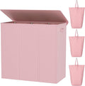 WOWLIVE 180L Laundry Hamper with Lid 3 Section,Large Laundry Basket with Removable Bags and Handles,Collapsible Dirty Clothes Hampers for Laundry,Laundry Basket Organizer for Laundry Room,Dorm,Pink