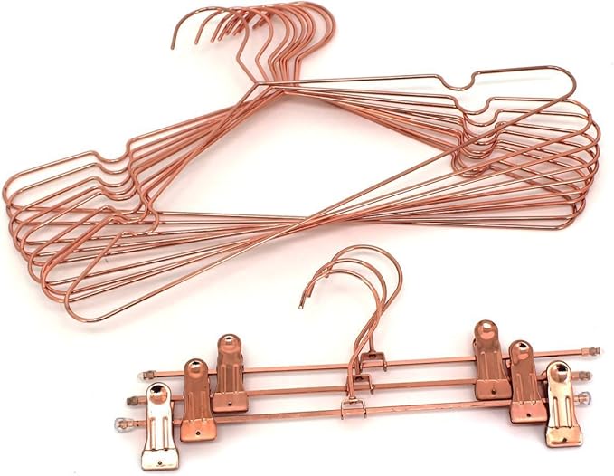 10Pack Koobay 13" Children Rose Copper Gold Shiny Metal Wire Top Clothes Hangers for Shirts Coat Storage & Display