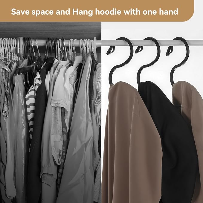 FORHOGAR Hoodie Hanger, 12 Pack Anti-Slip Clothes Hangers, Coat Hangers Organizer Drying Rack, Closet Organization for Hanging Hoodie, Sweatshirt, Jeans, Jacket, Hat, Pans