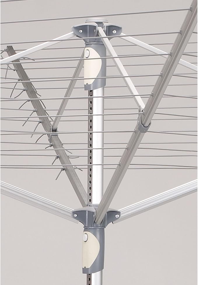 Household Essentials 1710 Height Adjustable Outdoor Umbrella Drying Rack | Aluminum | 12-Lines with 165 ft. Clothesline , Gray