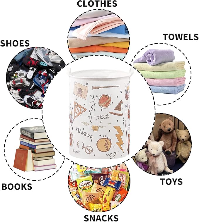 Nursery Decor,Baby Laundry Large Hamper Basket Foldable With Waterproof Pe Coating,Magic Dirty Clothes Basket for Kids,Bedroom,Bathroom Set,Toy Bin,Boys and Girls Birthday Gifts(Round)
