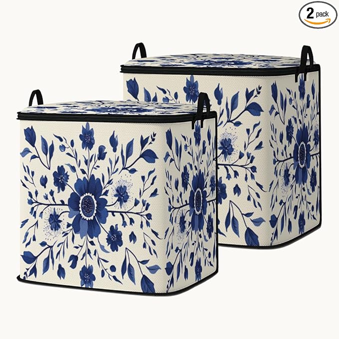 2pcs closet organizers and storage under bed,clothing blanket sweater sheet bedding comforter duvet quilt pillow toy storage bags with lids,dorm room essentials for containers 95L