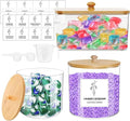 3 Pack Laundry Pods Container & Dryer Sheet Holder, Clear Plastic Laundry Room Organization and Storage Jars Set with Lids, Scoops, Labels for Detergent, Powder, Dryer Balls, Beads(Round)