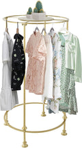 YIYIBYUS Round Garment Rack, Floor Standing Iron clothes Hanging Rack with Topper, Suitable for Large Shopping Malls Retail, Clothes Boutique Display Laundry Rooms (Gold)