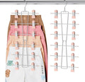 DOIOWN 6-Tier Baby Hangers with Clips - Space Saving Kids Pants Hangers for Babies & Kids Pant,Clothe,Adjustable Toddler Clothes Hanger for Newborn Children Closet Organization Pink 2Pack