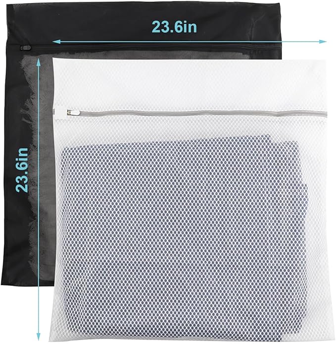 4Pack Mesh Laundry Bag Delicates Laundry Bag-Extra Large Durable Wash Bag with Honeycomb Mesh Big Clothes,Household,Bed Sheet,Stuffed Toys,Curtain,Blanket,Bedcover,Sweater,24x24In(2Black & 2White)