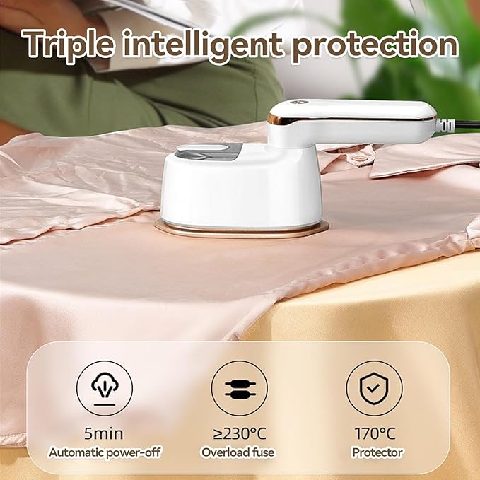 Garment Steamer, 2-IN-1 Travel Iron for Clothes, Powerful Clothes Steamer Iron for Travel, 1100W, Fast Heat-up, 3 Steam Levels Output, Portable Handheld Steamer for Travel Home & Office (Light White)