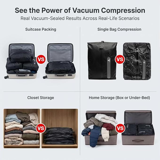 Travel Vacuum Storage Bags with Pump, 3 Pcs IP68 Reusable Extra Large Vacuum Storage Bags, Space Saver Vacuum for Clothes, Blanket, comforter, Storage Bag, Fits 20-28 Inch Suitcase