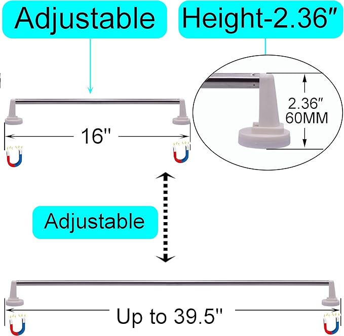 YYST Magnetic Laundry Guard Rail Fence for Washer/Dryer to Keep Clothes from Falling Behind Laundry Room Accessories and Gadgets-16-39" (2)