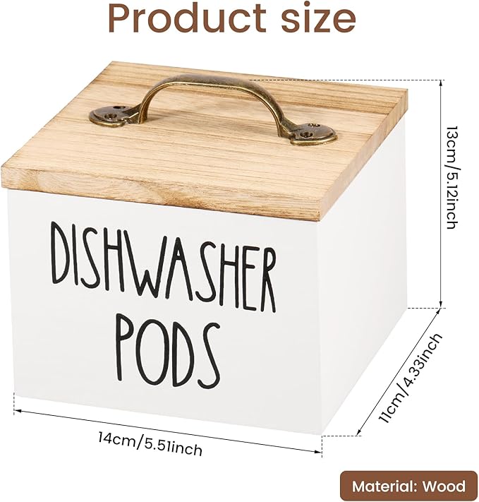 Dishwasher Pod Container with Lid, Laundry Detergent Pods Storage Container, Dryer Sheet Holder, Dishwasher Pod Storage Container, Detergent Pods Container for Laundry Room (White)