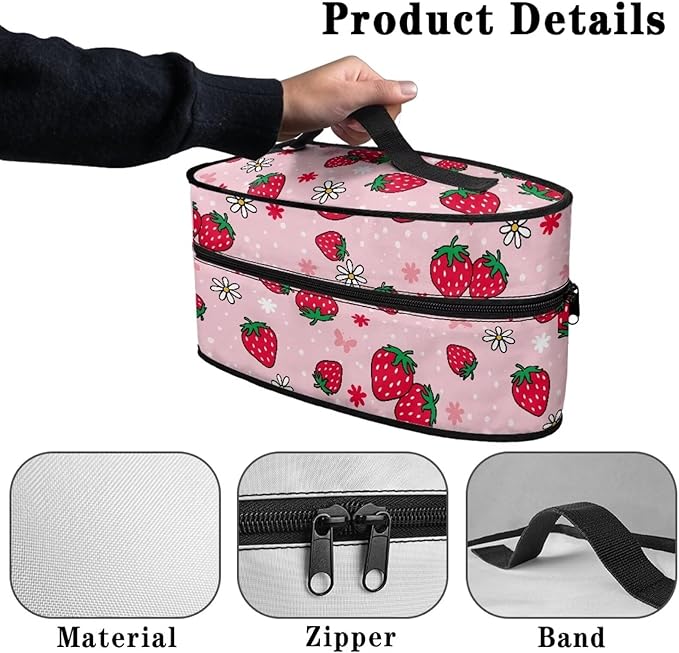 Strawberry Daisy Iron Storage Case for Travel or Storage Lightweight Easy to Clean Steam Iron Storage Bag Compatible with Most Iron